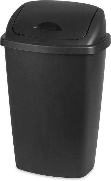 Sterilite 13.2-Gallon Swingtop Wastebasket, Black, 13.2 gl