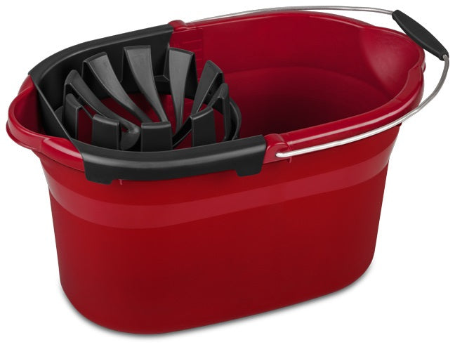 Sterilite 17.5 Quarts Mop Bucket, Red, 18.25 x 11.38  x 10.13 inch