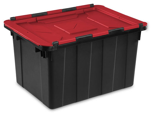 Sterilite 12 Gallon Hinged Lid Industrial Tote, 21.75 x 15.38 x 12.5 inch