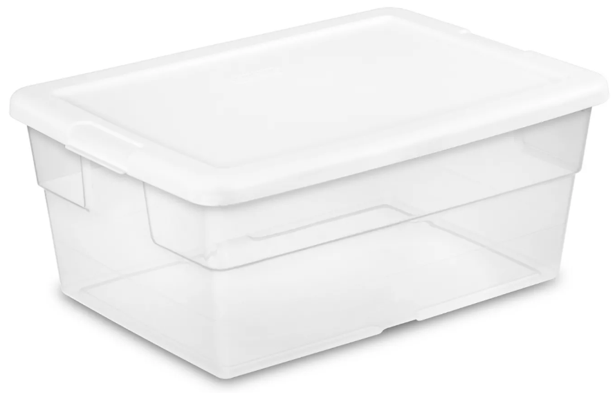 Sterilite 16-Quart Clear Storage Box White Lid, 1 pc