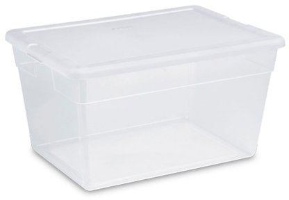 Sterilite Lidded 56-Quart Clear Bin Home Storage Box Tote Container, 1 pc