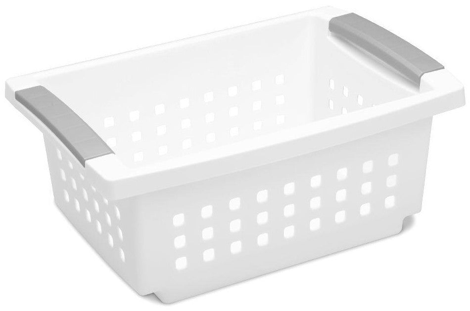 Sterilite Small Stacking Basket, White, 12.5 x 8.63 x 5.38 inch