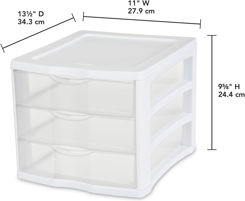 Sterilite 3-Drawer Organizer, White, 1 pc