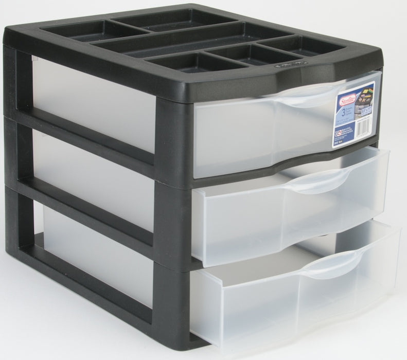 Sterilite Medium 3 Drawer Desktop Unit, 13.75 x 11 x 10.25 inch