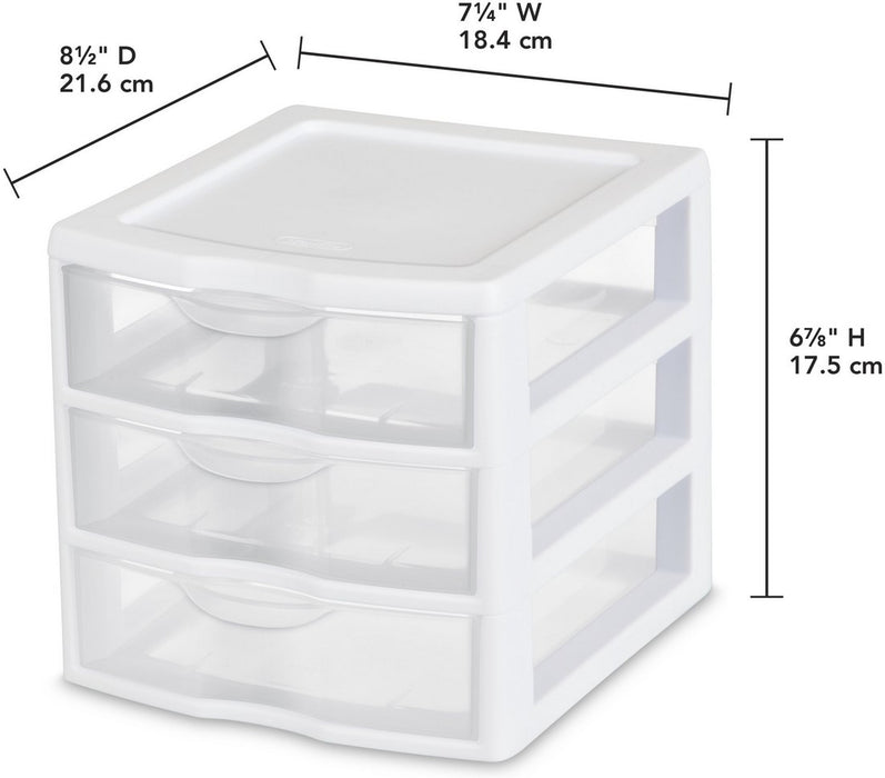 Sterilite Countertop 3-Drawer Unit, 8.50 x 7.25 x 6.88 inch