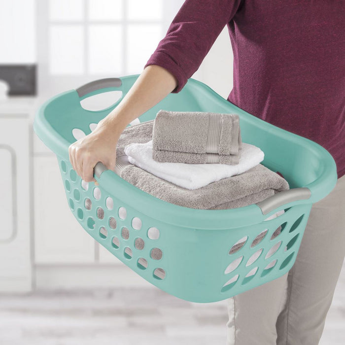 Sterilite Bushel Ultra HipHold Laundry Basket, Aqua, 26.38 x 18.13 x 10 inch