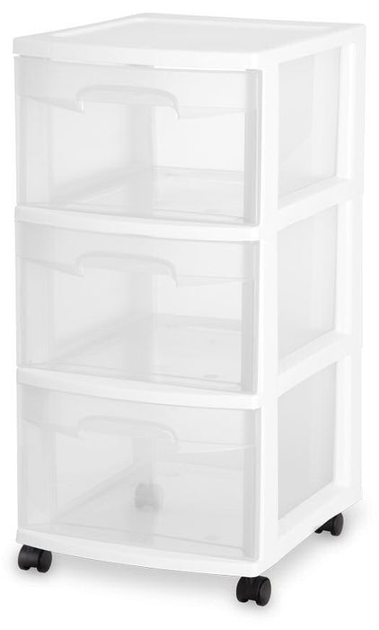 Sterilite 3 Drawer Cart, White, 36.8 x 32.1 x 65.1 cm