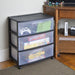 Sterilite Wide 3 Drawer Cart, Black, 15.25 x 21.88 x 25.63 inch