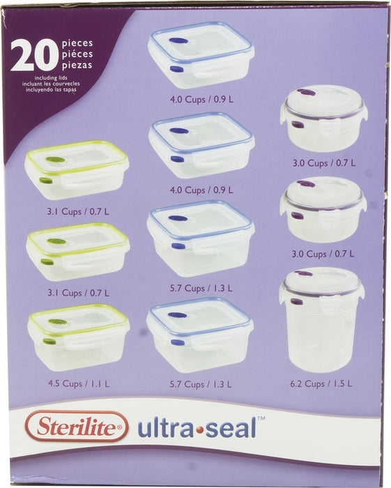 Sterilite Ultra Seal 20-Piece Food Storage Container Set, 20 pcs