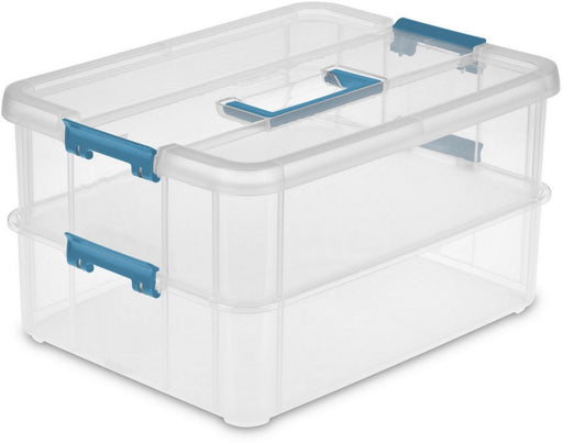 Sterilite Stack & Carry 2-Layer Handle Box, 14.38 x 10.75 x 7.63 inch