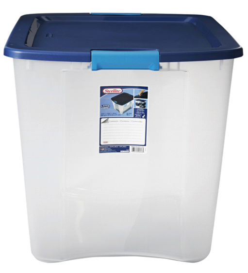 Sterilite Latch & Carry 26-Gallon Clear Base With True Blue Lid, 1 pc