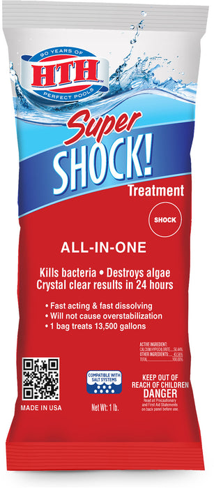 HTH All-In-One Super Shock Swimming Pool Treatment Satchet, 1 lbs