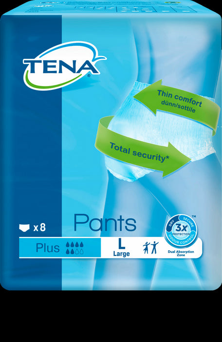 Tena Total Protection Pants, Plus Size L, 8 ct