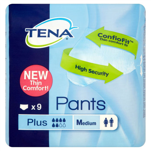 Tena Total Protection Pants, Plus Size M, 9 ct