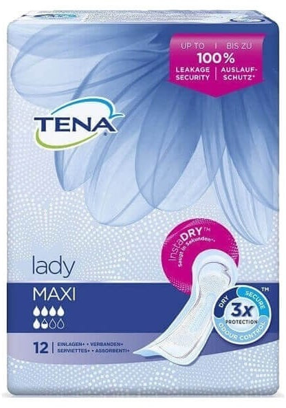 Tena Lady Insta Dry Maxi Pads, 12 ct