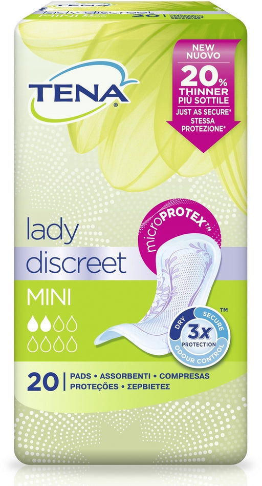 Tena Lady Discreet MicroProtex Triple Protection Sanitary Pads, Mini, 20 ct