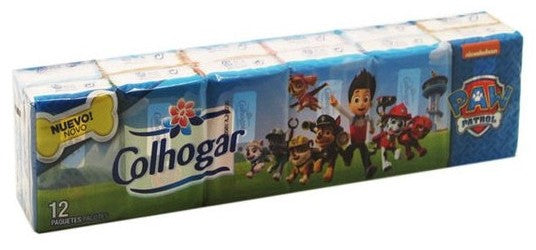 Colhogar Kids Facial Tissues, Paw Patrol, 12 x 8 ct