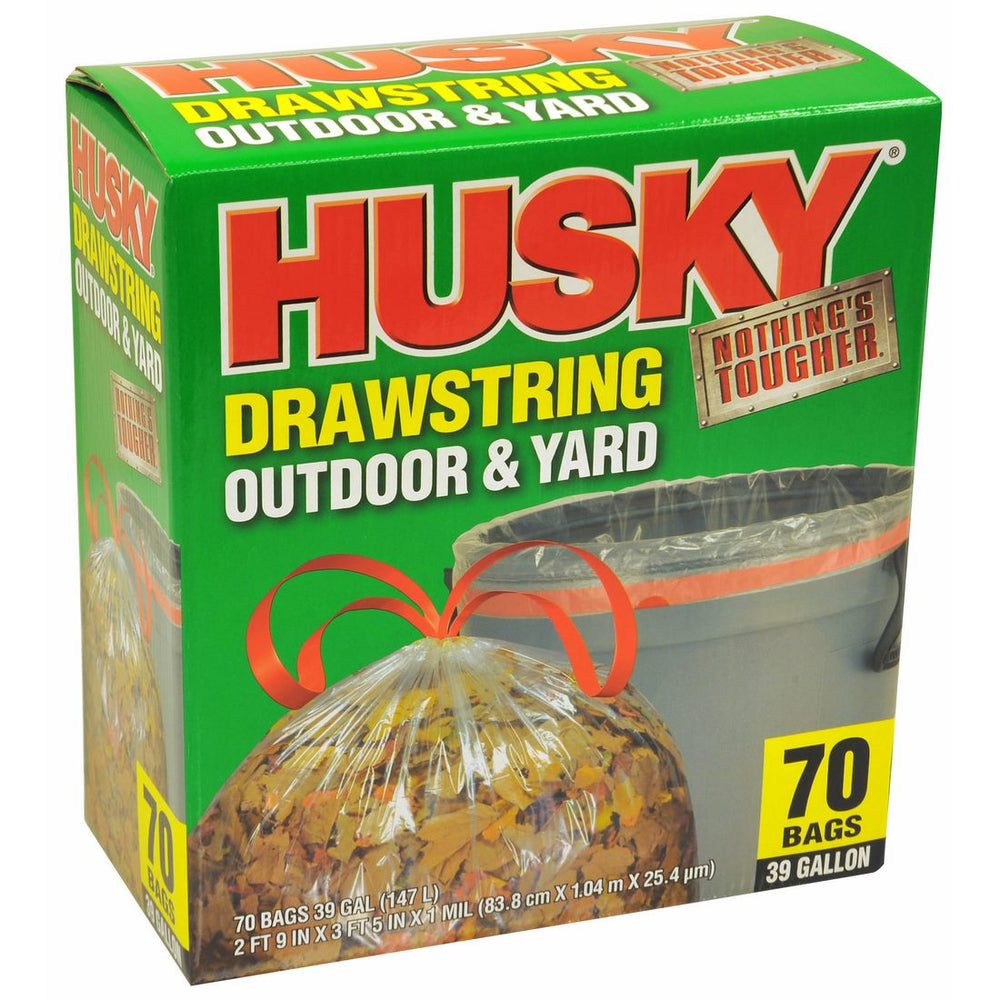 Husky Drawstring Outdoor and Yard Bags, 39 Gallons, 70 ct