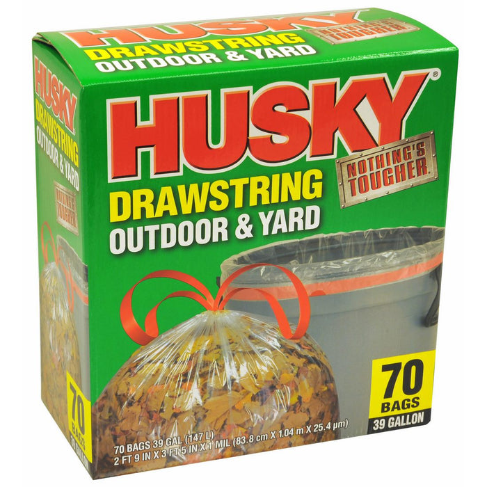 Husky Drawstring Outdoor and Yard Bags, 39 Gallons, 70 ct