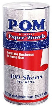POM Paper Towels Mega Roll, 100 sheets, 2-ply, 1 roll