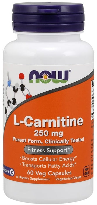 Now L-Carnitine 250 mg Veg Capsules, Fitness Support, 60 ct