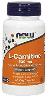 Now L-Carnitine 500mg Vegetable Capsules, 60 ct