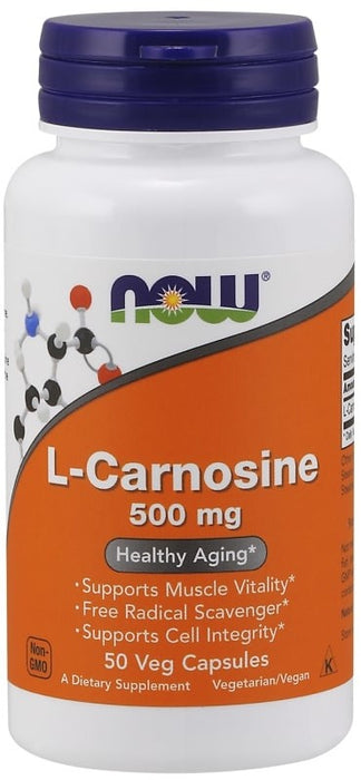 Now L-Carnosine 500 mg Veg Capsules, Healthy Aging, 50 ct