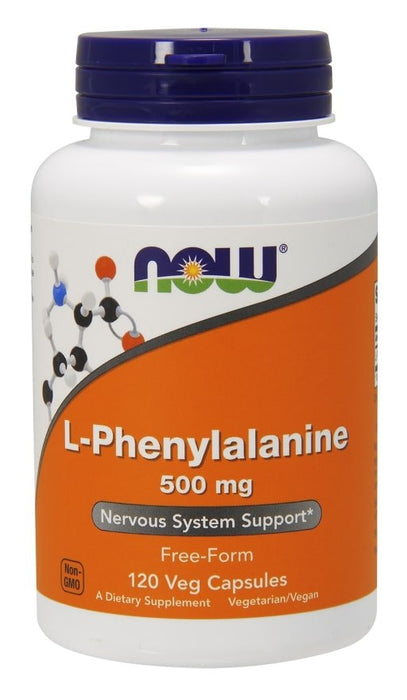 Now L-Phenylalanine 500 mg Veg Capsules, Nervous System Support, 120 ct