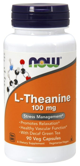Now L-Theanine 100 mg Veg Capsules, Stress Management, 90 ct