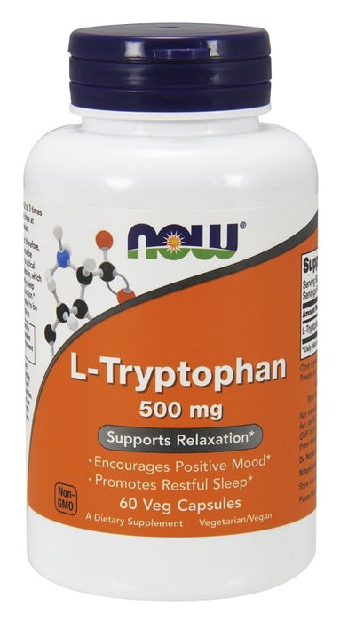 Now L-Tryprophan 500 mg Veg Capsules, Supports Relaxation, 60 ct