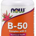 Now Vitamin B-50 Complex with Vitamin C Veg Capsules, Nutritional Health, 100 ct