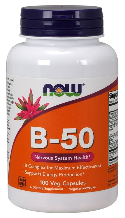 Now Vitamin B-50 mg Veg Capsules, Nervous System Health, 100 ct