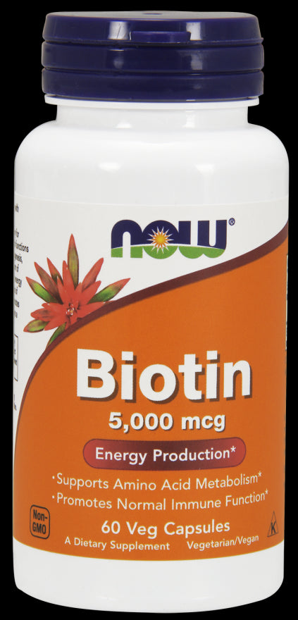 Now Biotin Energy Production Capsules, 5000 mcg, 60 ct