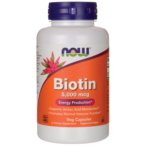 Now Biotin Energy Production Capsules, 5000 mcg, 100 ct