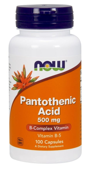 Now Pantothenic Acid 500 mg Capsules, B-Complex Vitamin, 100 ct