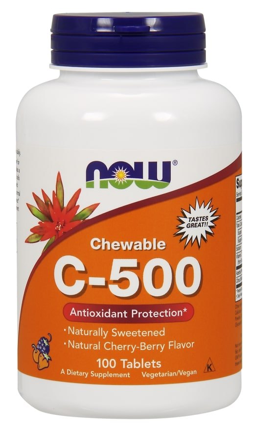Now Vitamin C-500 Cherry Chewable Tablets, Antioxidant Protection, 100 ct