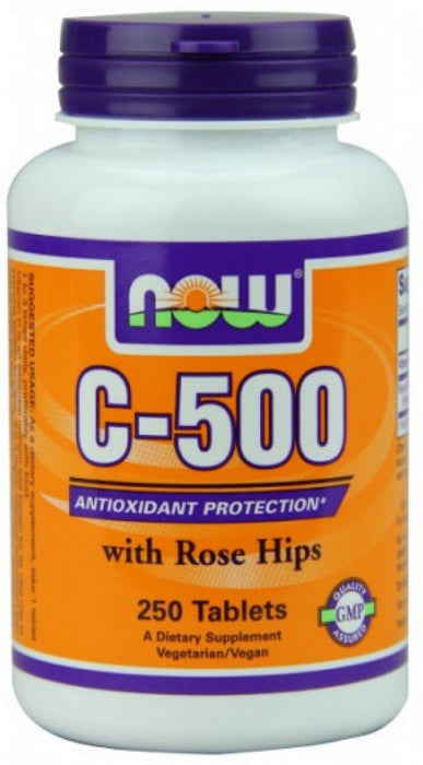 Now C-500 Tablets with Rose Hips Dietary Supplement, 250 ct