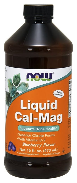 Now Cal-Mag Liquid, Blueberry Flavor, Supports Bone Health, 473 ml