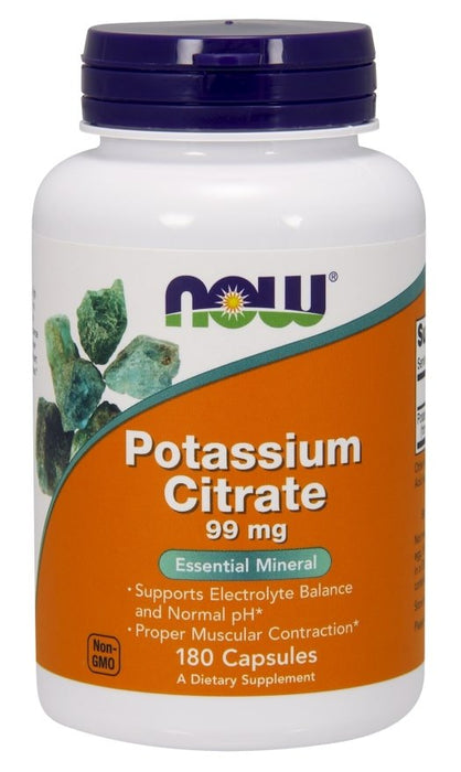 Now Potassium Citrate 99 mg Veg Capsules, Essential Mineral, 180 ct