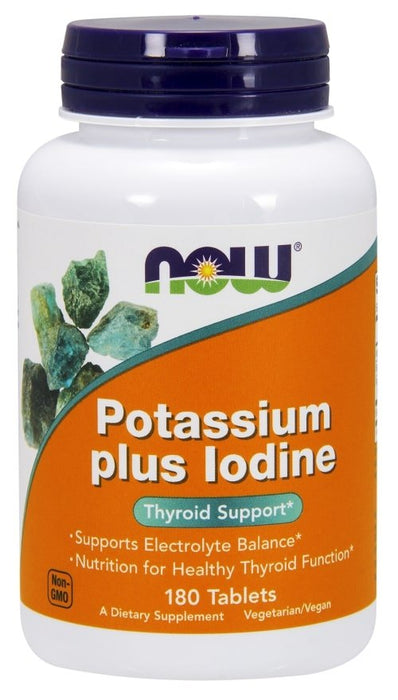 Now Pottassium plus Iodine Tablets, Thyroid Support, 180 ct