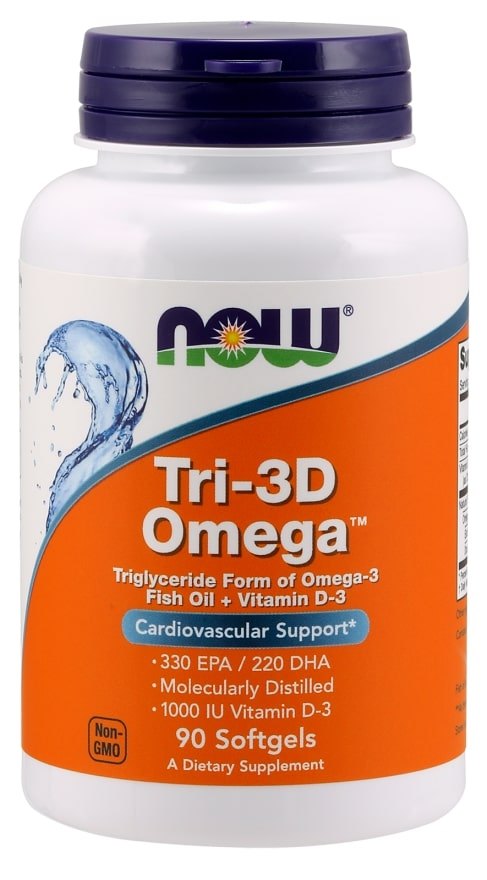 Now Tri-3D Omega Softgels, Cardiovascular Support, 90 ct