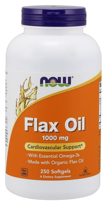 Now Flax Oil 1000 mg Softgels, Cardiovascular Support, 250 ct