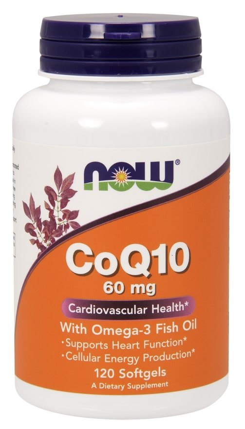 Now CoQ10 60 mg with Omega-3 Fish Oils Softgels, Cardiovascular Health, 120 ct