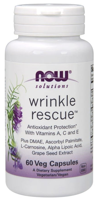 Now Solutions Wrinkle Rescue Capsules, Antioxidant Protection with Vitamins A, C, E, 60 ct