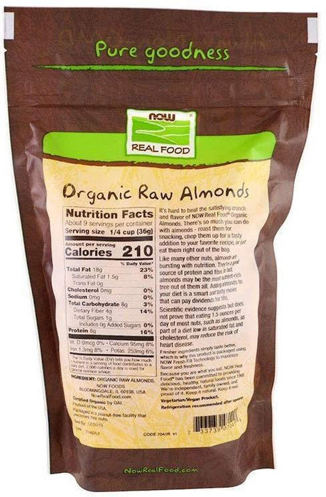 Now Organic Raw Almonds, 340 gr