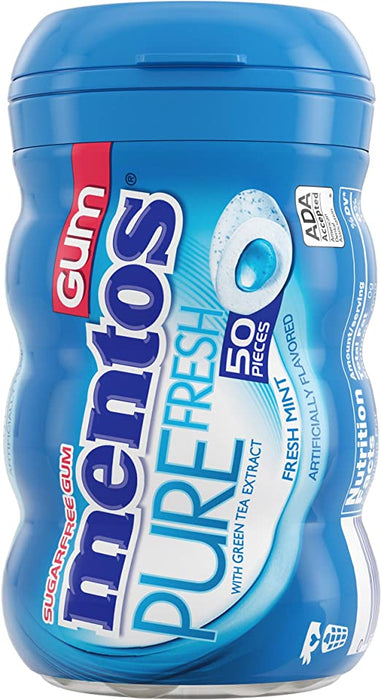 Mentos Pure Fresh Sugar-Free Chewing Gum, Fresh Mint, 4 x 50 ct