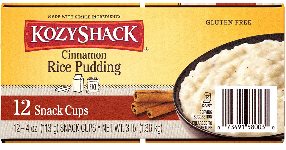 Kozyshack Cinnamon Raisin Rice Pudding , 12 x 48 oz