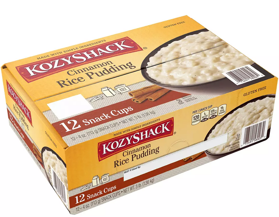 Kozyshack Cinnamon Raisin Rice Pudding , 12 x 48 oz