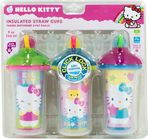 Munchkin Hello Kitty Insulated Straw Cups, 3 pcs