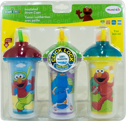 Munchkin Sesame Street Insulated Straw Cups, 3 pcs